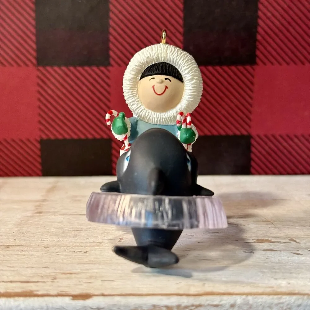 1992 Hallmark Frosty Friends #13 Christmas Keepsake Ornament | Eskimo Orca Whale